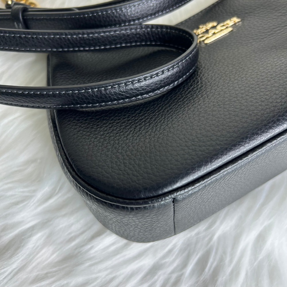 Coach Teri Black Pebbled Leather Shoulder Bag Excellent - Picture 6 of 12